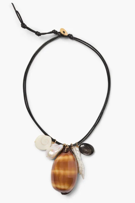 Cowrie Leather Charm Necklace Multi sold by Chan Luu