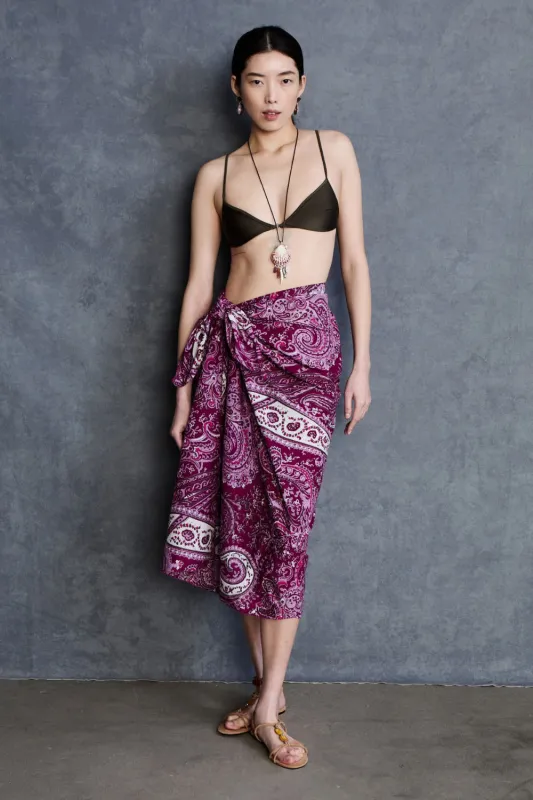 Paisley Printed Sarong Purple sold by Chan Luu