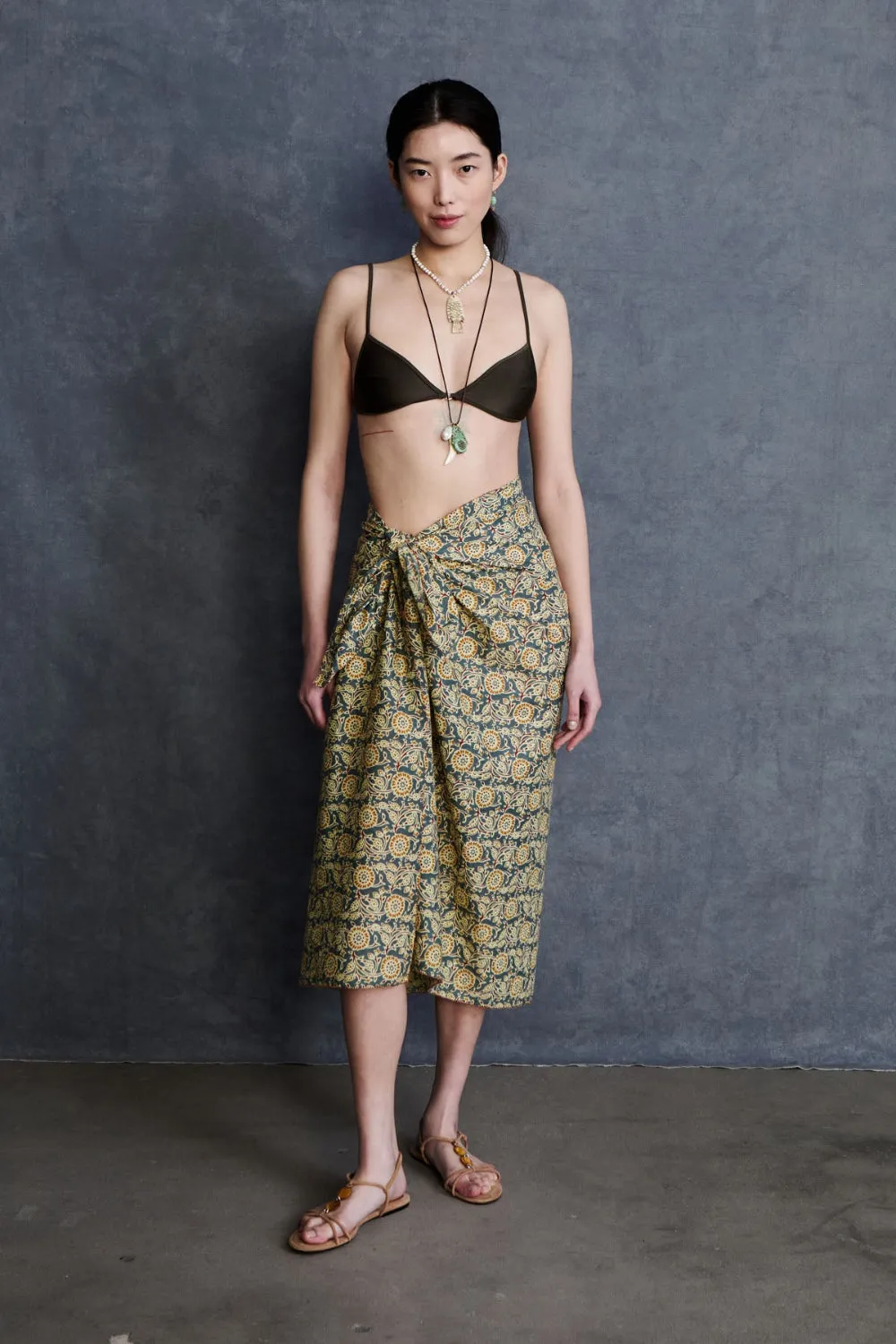 Sunflower Printed Sarong Steel Blue sold by Chan Luu