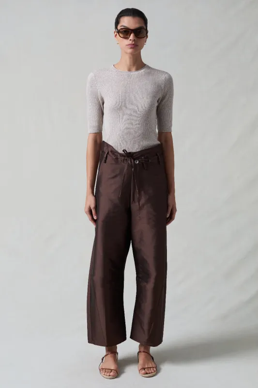 Techno Taffeta Barrel Pant Chocolate sold by Chan Luu