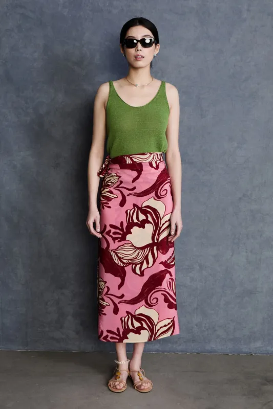 Hibiscus Silk Wrap Skirt Pink sold by Chan Luu