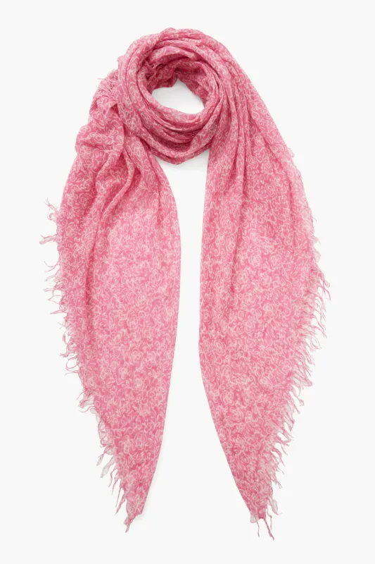 Cashmere and Silk Scarf Pink Hibiscus Floral sold by Chan Luu