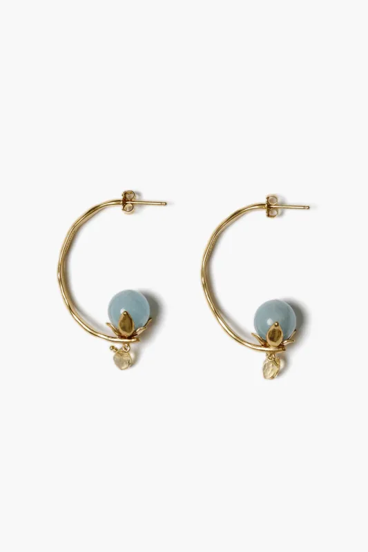 Lotus Hoop Earrings Aquamarine sold by Chan Luu