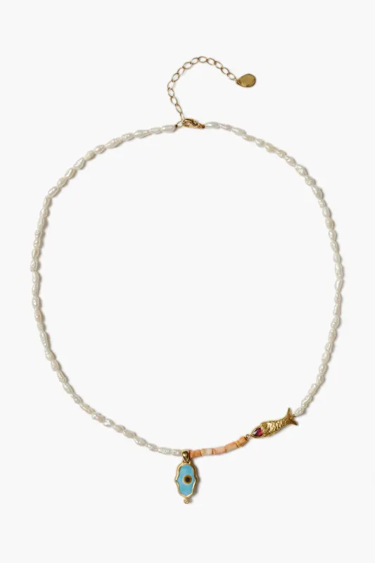 Sedna Evil Eye Necklace Pearl Mix sold by Chan Luu