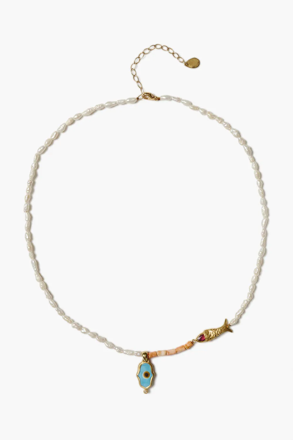 Sedna Evil Eye Necklace Pearl Mix sold by Chan Luu