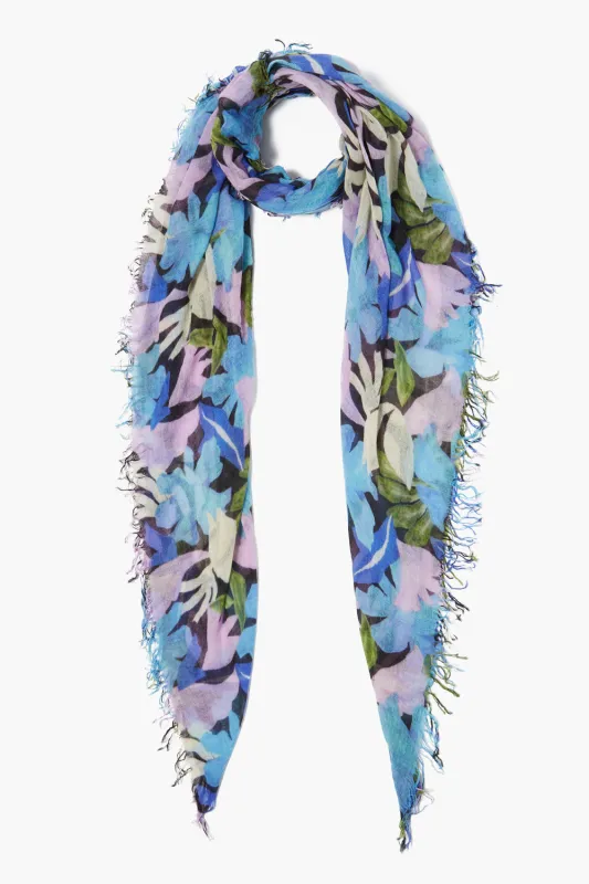 Cashmere and Silk Scarf Pageant Blue Floral Print sold by Chan Luu