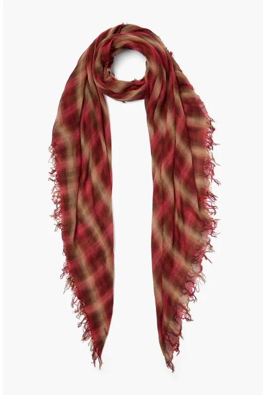 Cashmere and Silk Scarf Savvy Red Sapphire Plaid sold by Chan Luu