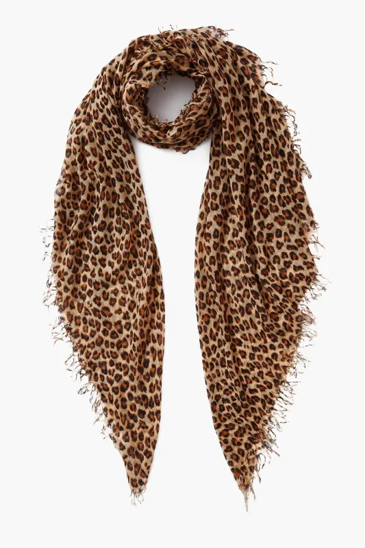 Cashmere and Silk Scarf Roasted Pecan Leopard sold by Chan Luu