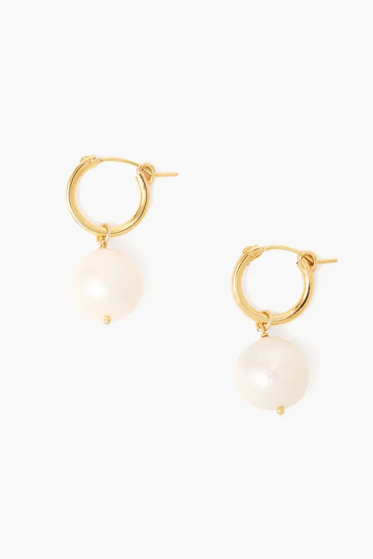 Baroque Pearl Hoop Earrings White sold by Chan Luu