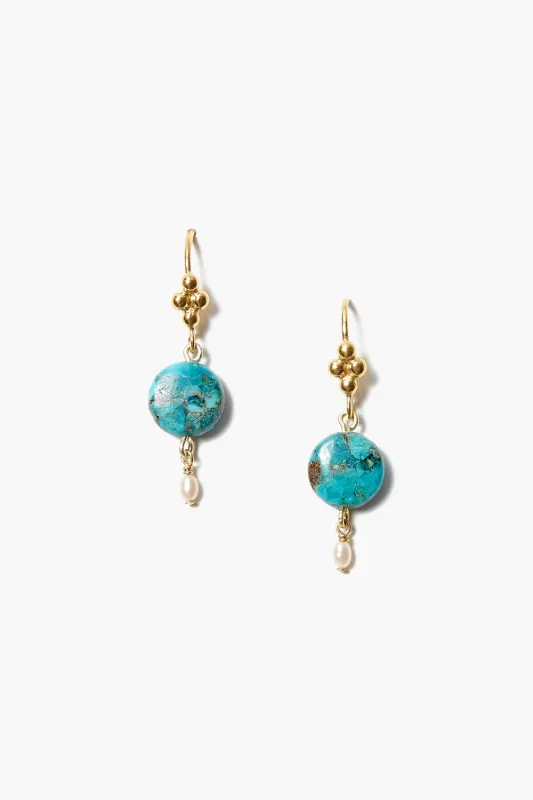 Turquoise and Pearl Drop Earrings sold by Chan Luu