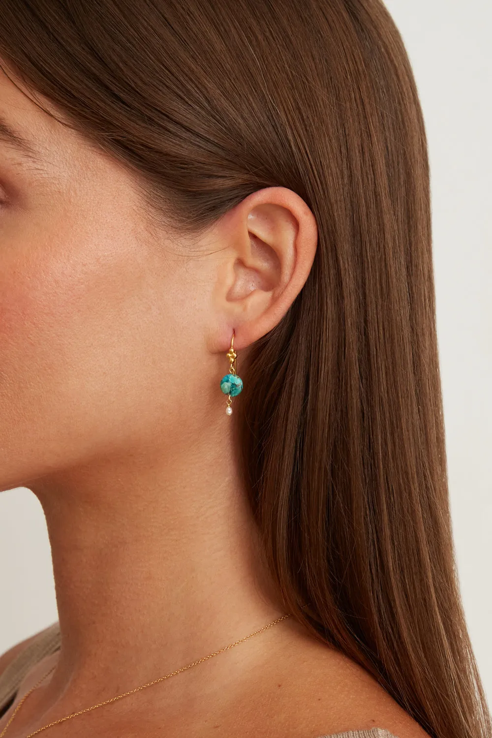 Turquoise and Pearl Drop Earrings sold by Chan Luu product image thumbnail 2