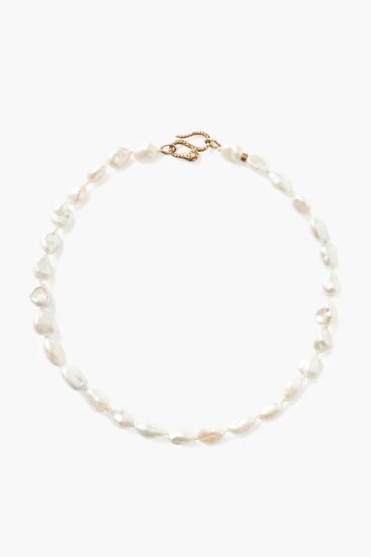 Keshi Pearl Cobra Necklace White sold by Chan Luu
