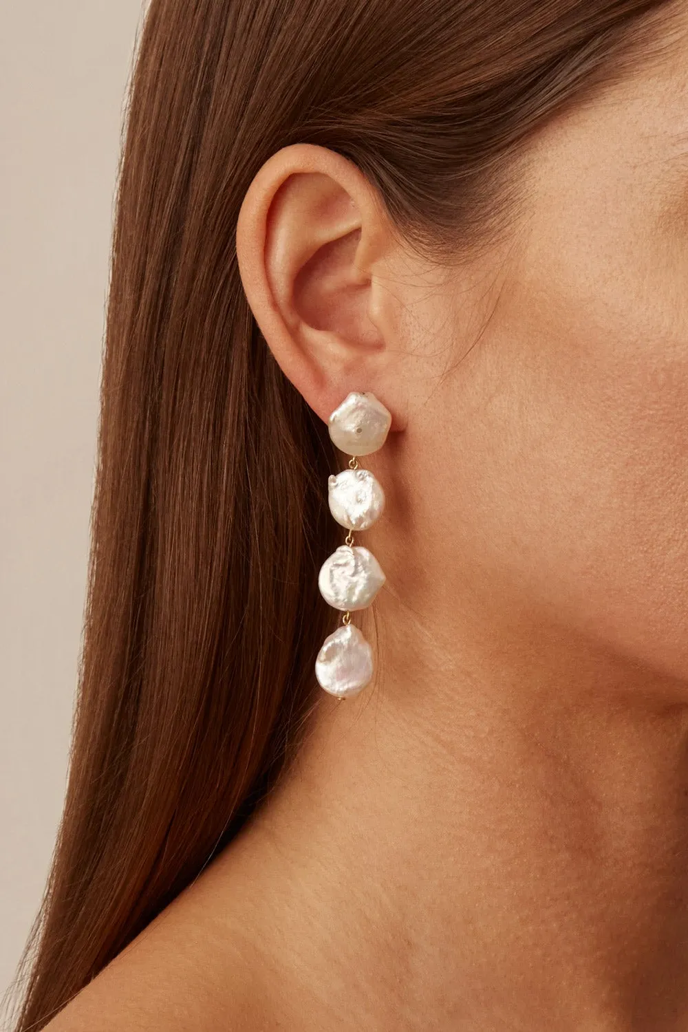 Four Tiered White Keshi Pearl Earrings sold by Chan Luu product image thumbnail 2