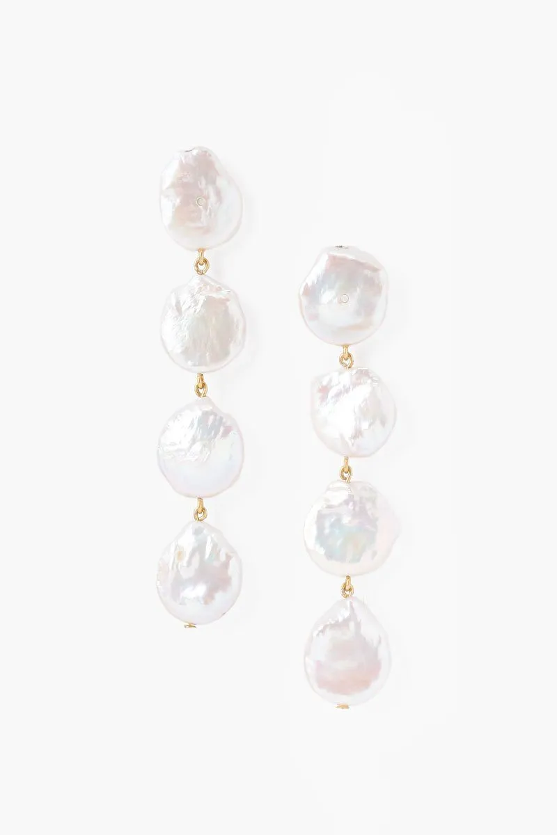 Four Tiered White Keshi Pearl Earrings sold by Chan Luu