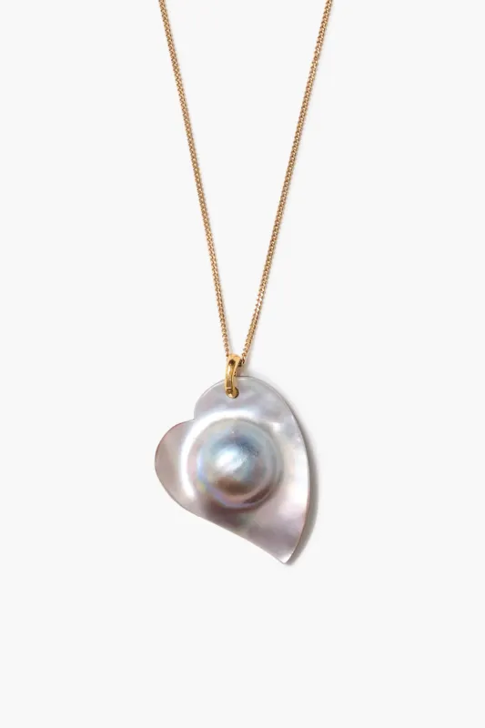 Mabe Heart Necklace Grey Pearl made by Chan Luu