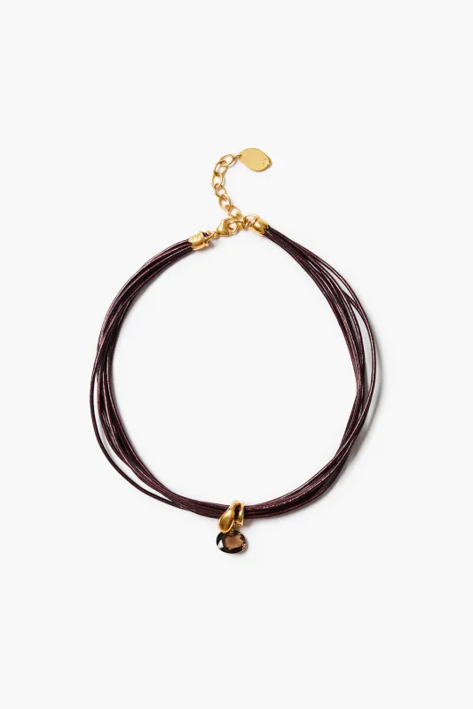 Serpentine Cord Necklace Smoky Quartz made by Chan Luu