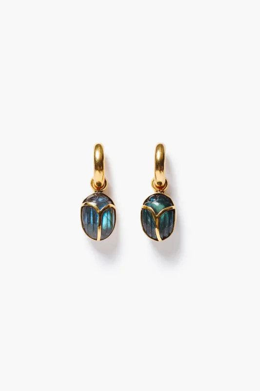 Scarab Hoop Earrings Labradorite made by Chan Luu