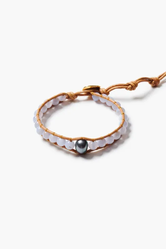 Nile Single Wrap Bracelet Blue Lace Agate made by Chan Luu