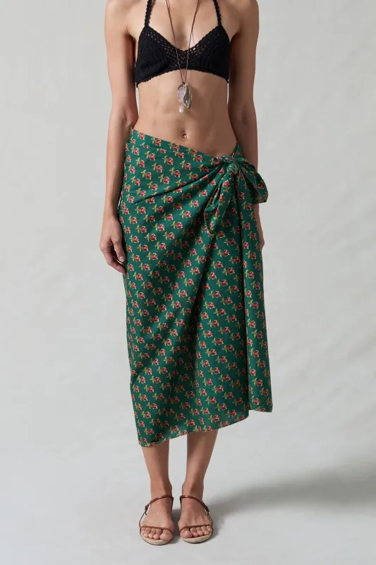 Rose Printed Sarong Teal sold by Chan Luu