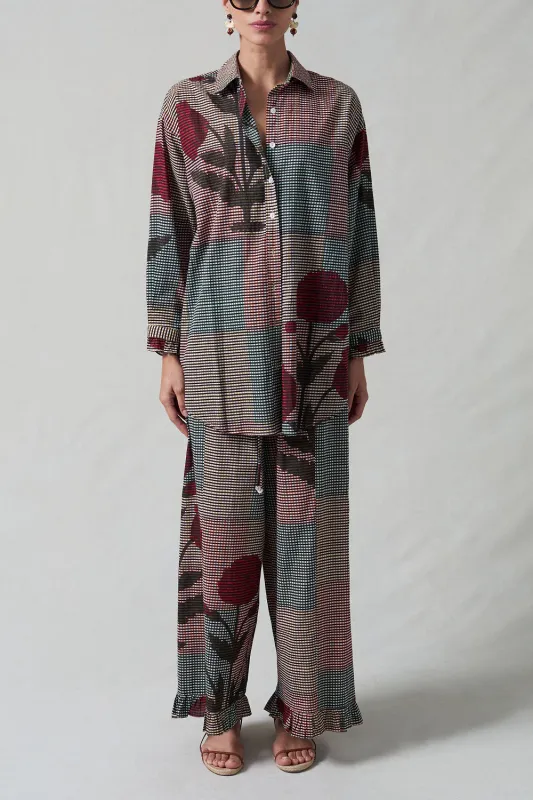 Dandelion Printed Set Multi Blue Check made by Chan Luu