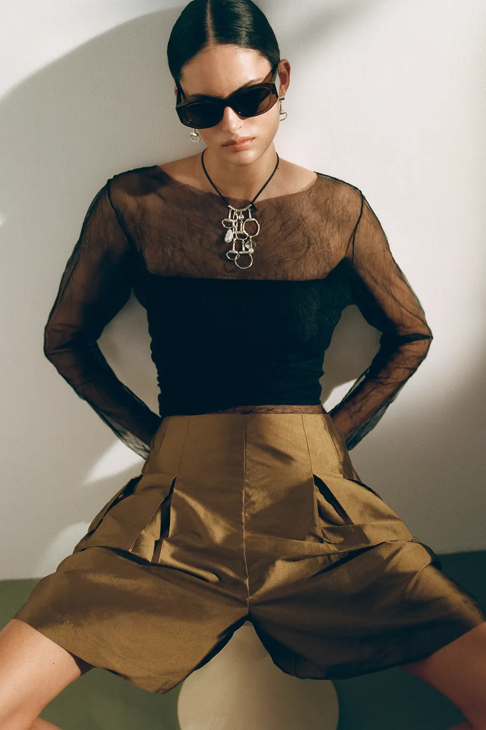 Techno Taffeta Long Shorts Bronze sold by Chan Luu product image thumbnail 5