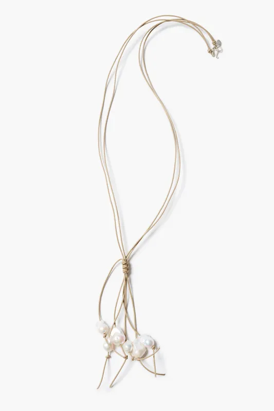 Baroque Pearl Tassel Necklace Beige made by Chan Luu