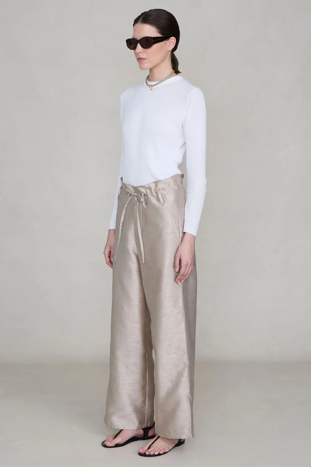Dupioni Straight Leg Pant Taupe sold by Chan Luu product image thumbnail 2