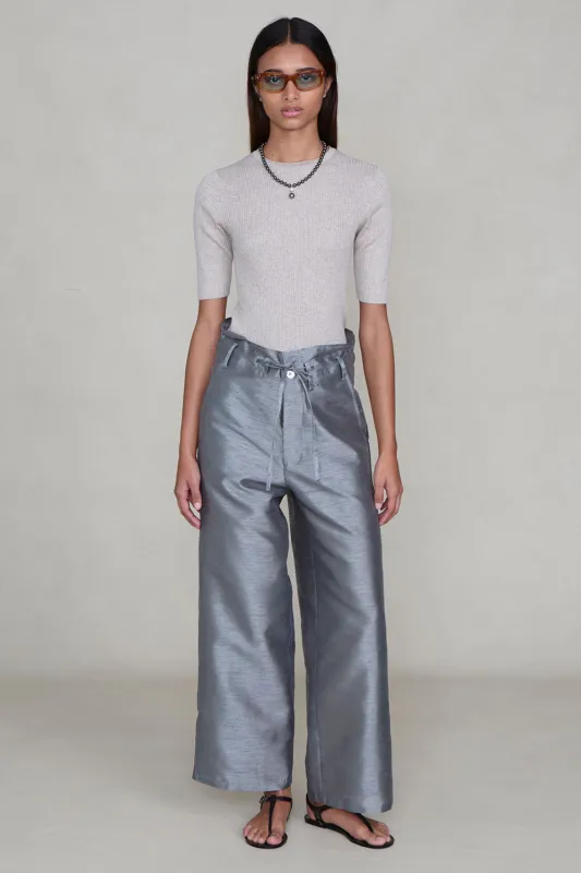 Dupioni Straight Leg Pant Steel made by Chan Luu