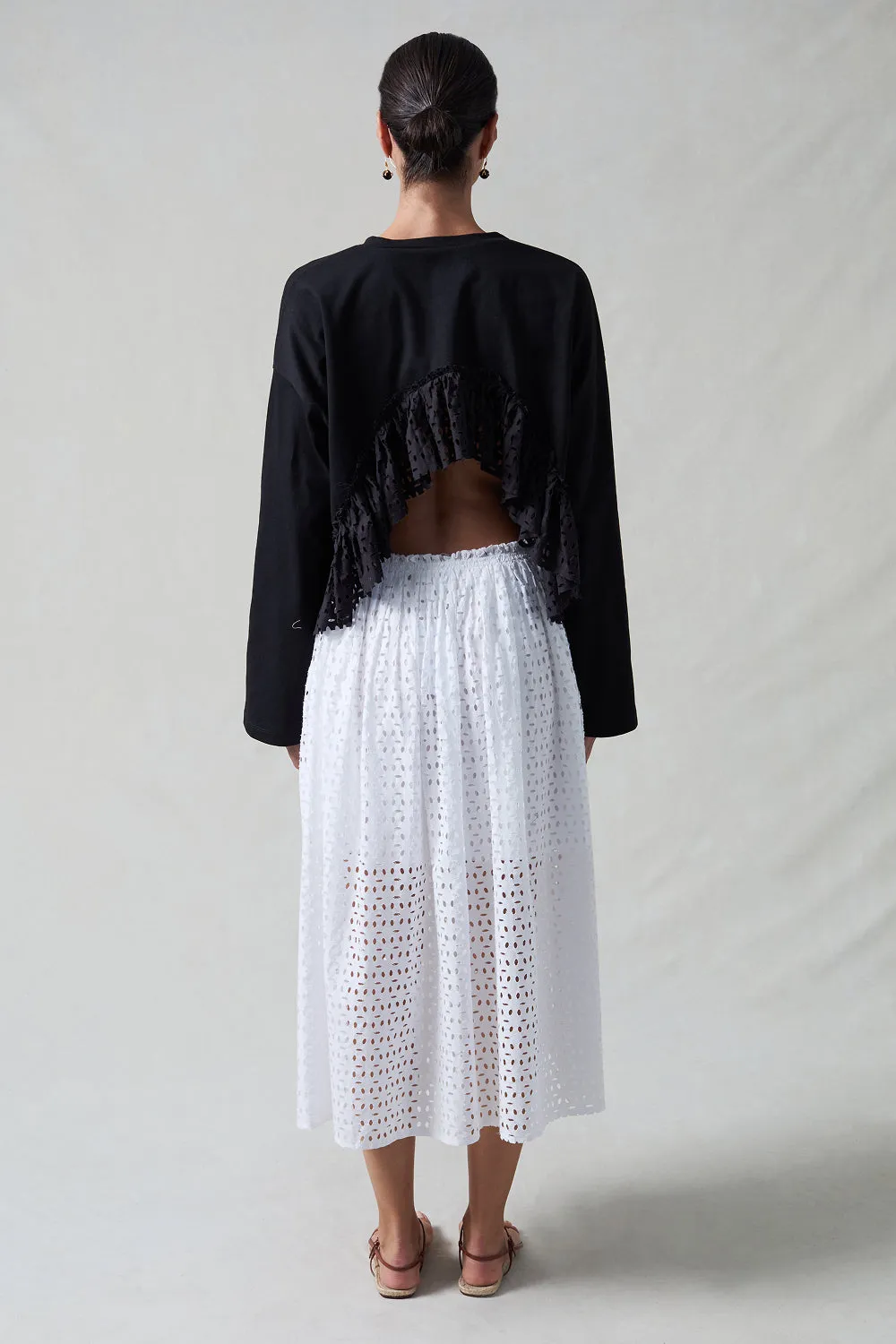 Laser Cut High Low Long Sleeve Tee Black sold by Chan Luu product image thumbnail 4