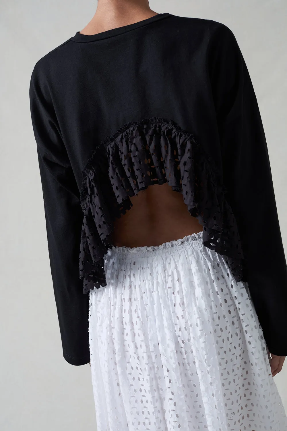 Laser Cut High Low Long Sleeve Tee Black sold by Chan Luu product image thumbnail 2