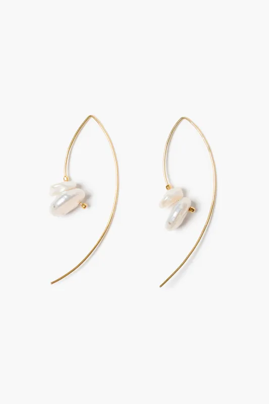 Wire Thread Earrings White Pearl made by Chan Luu