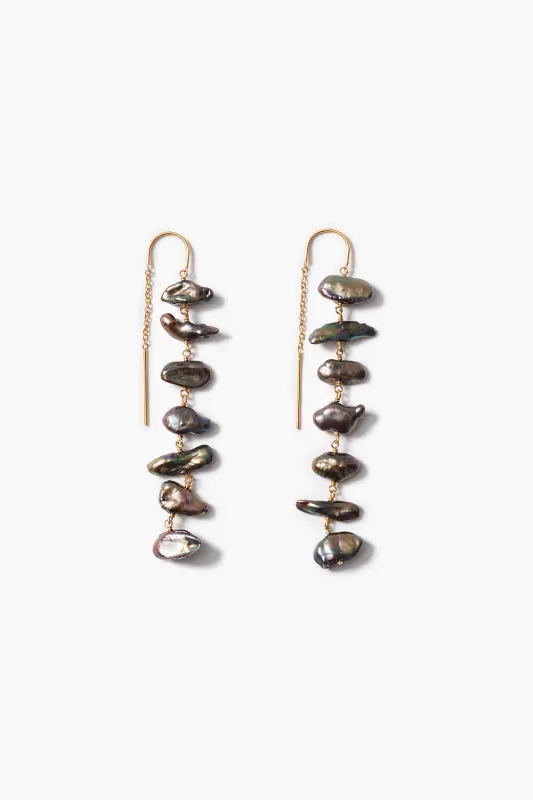 Ladder Earrings Peacock Pearl made by Chan Luu