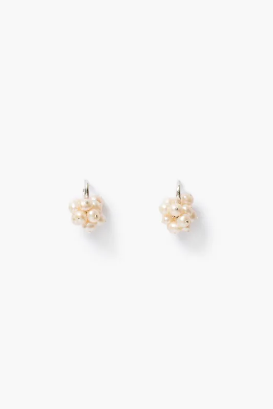 Mini Cluster Hoop Earrings Pearl made by Chan Luu