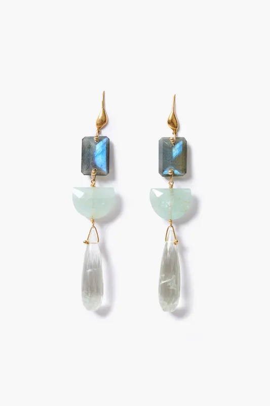 Labyrinth Trio Earrings Labradorite made by Chan Luu