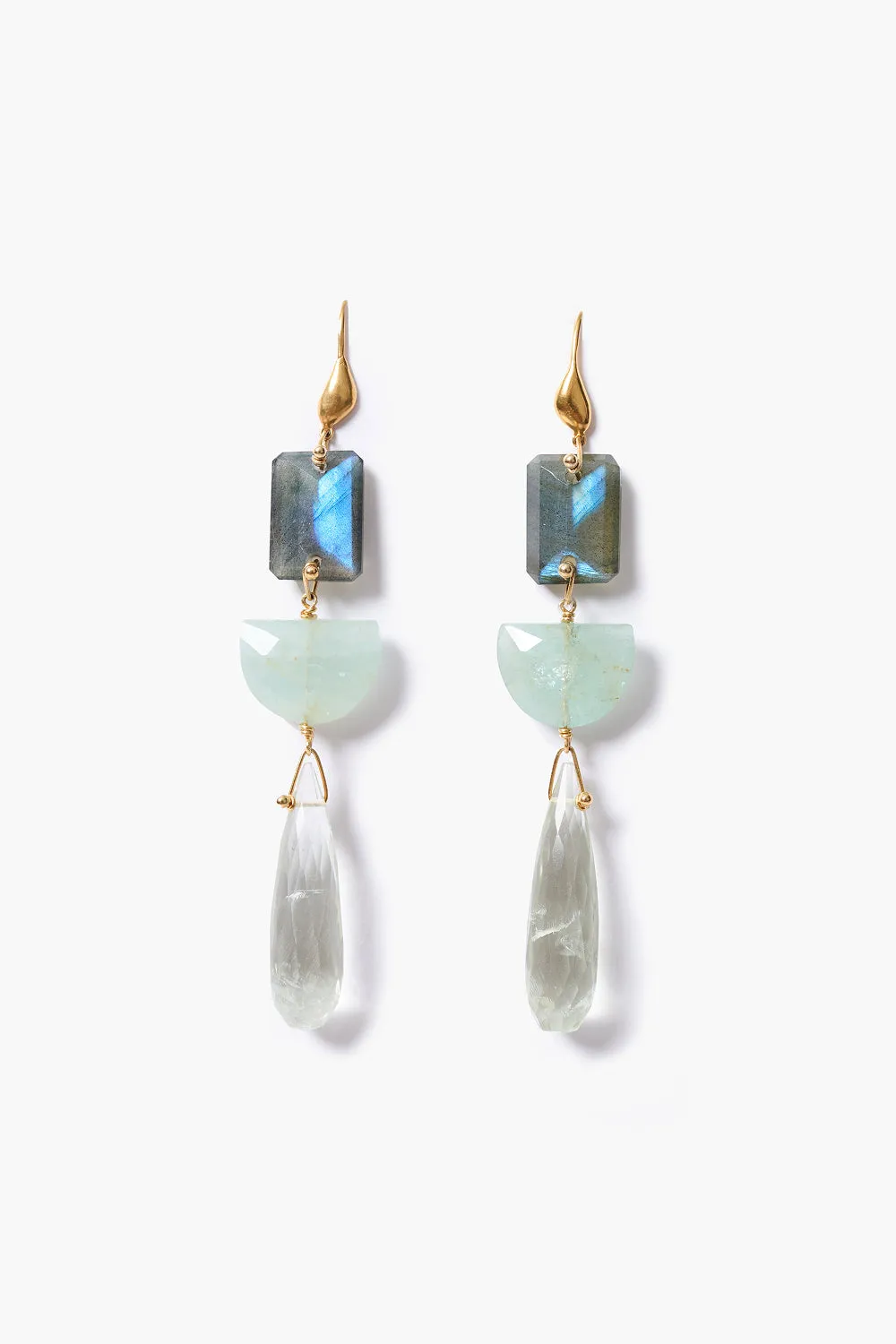 Labyrinth Trio Earrings Labradorite sold by Chan Luu