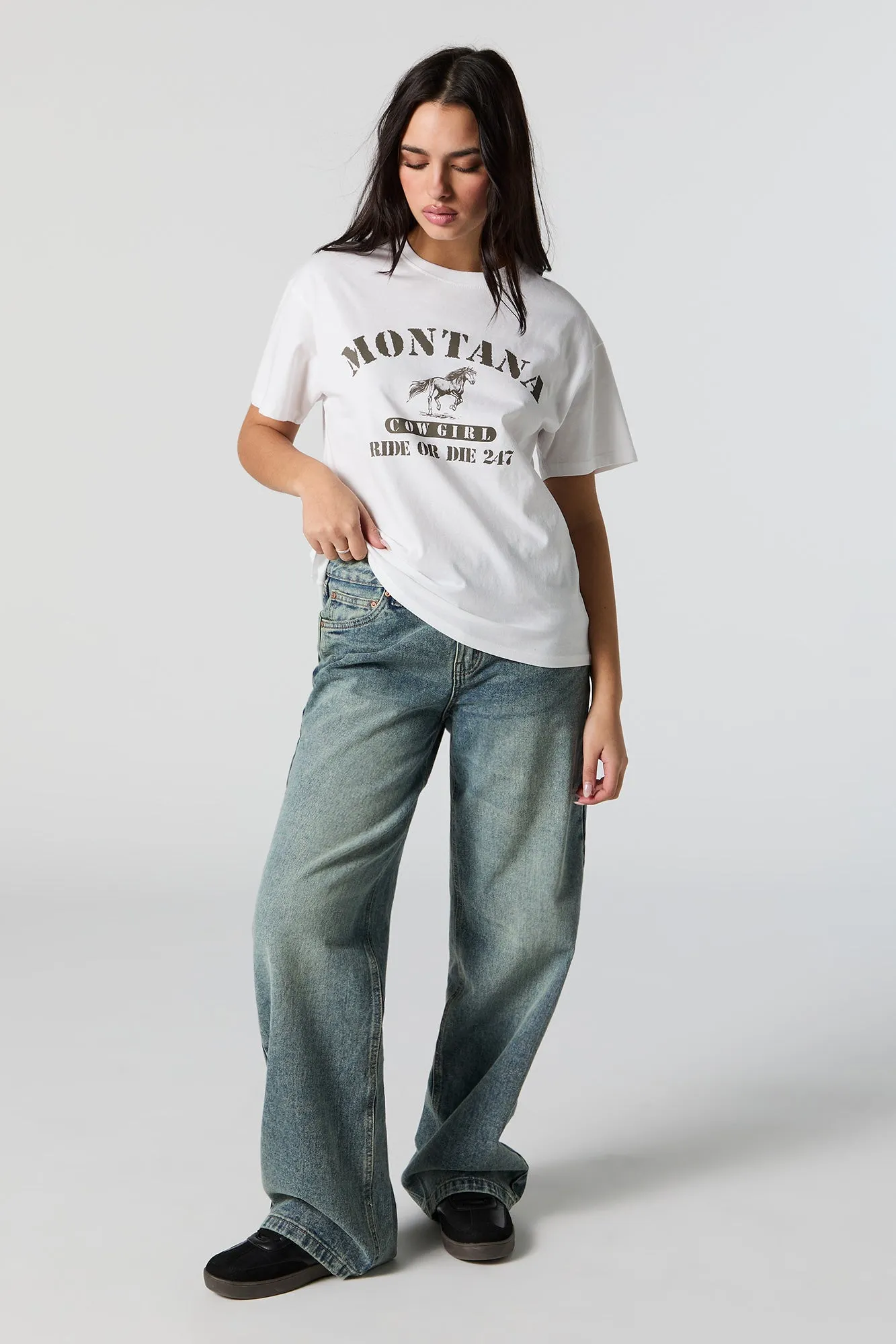 Montana Cowgirl Graphic Boyfriend T-Shirt sold by Charlotte Russe product image thumbnail 3