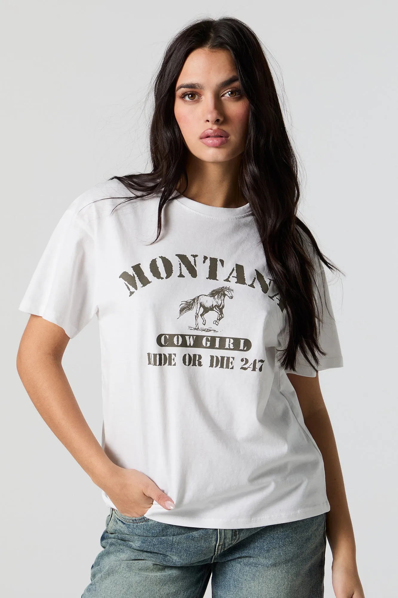 Montana Cowgirl Graphic Boyfriend T-Shirt sold by Charlotte Russe product image thumbnail 2