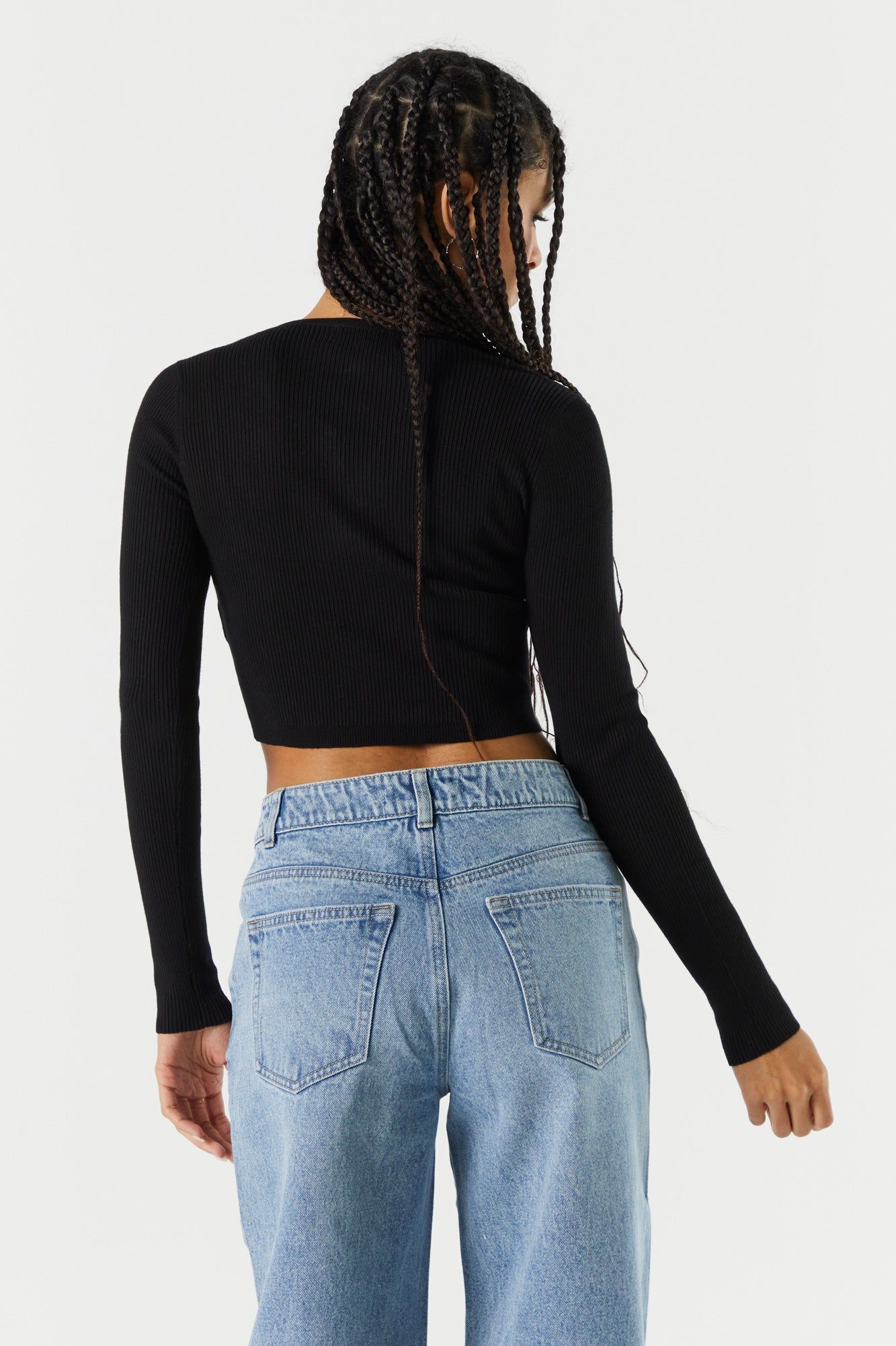 Ribbed Henley Snap-Button Crop Top sold by Charlotte Russe product image thumbnail 5