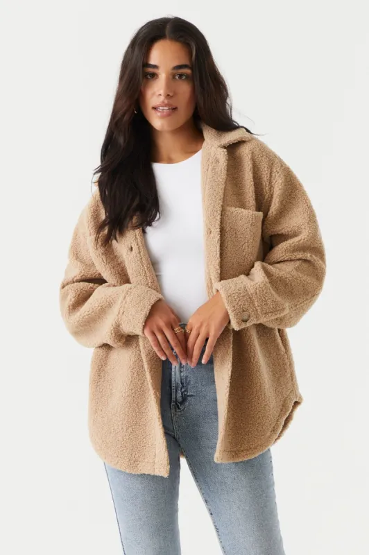 Button-Up Oversized Pocket Sherpa Shacket sold by Charlotte Russe
