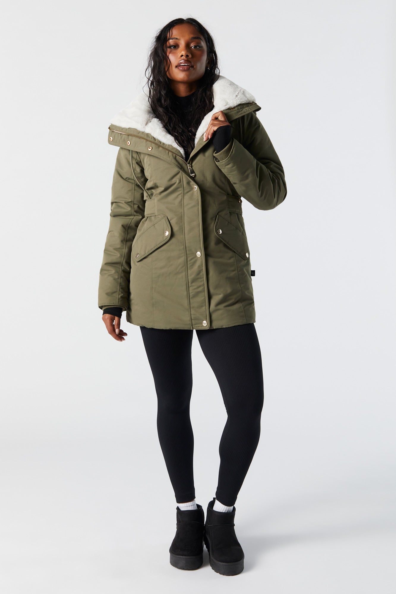 Faux Fur Lined Jacket sold by Charlotte Russe product image thumbnail 5