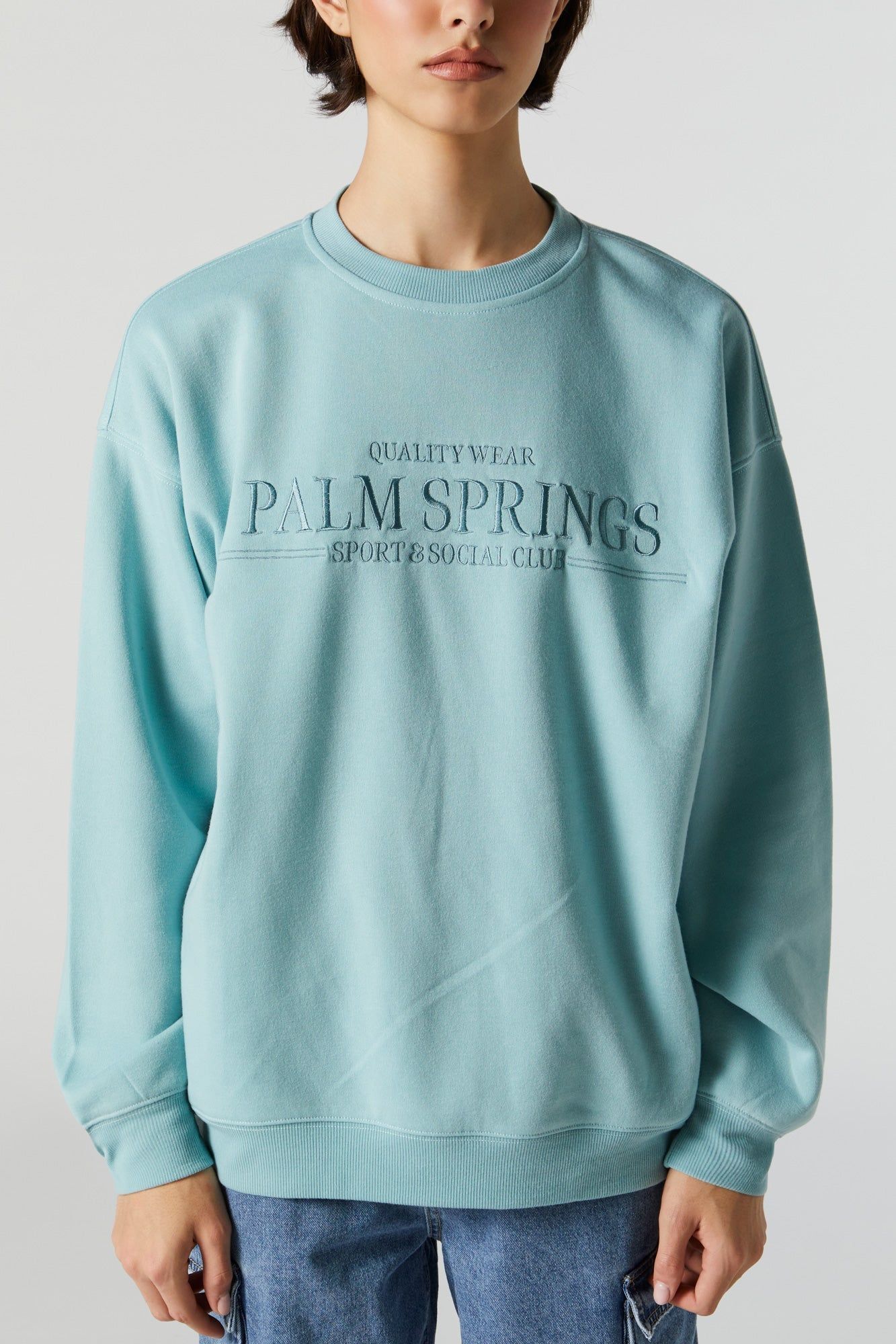 Palm Springs Embroidered Fleece Sweatshirt sold by Charlotte Russe product image thumbnail 4