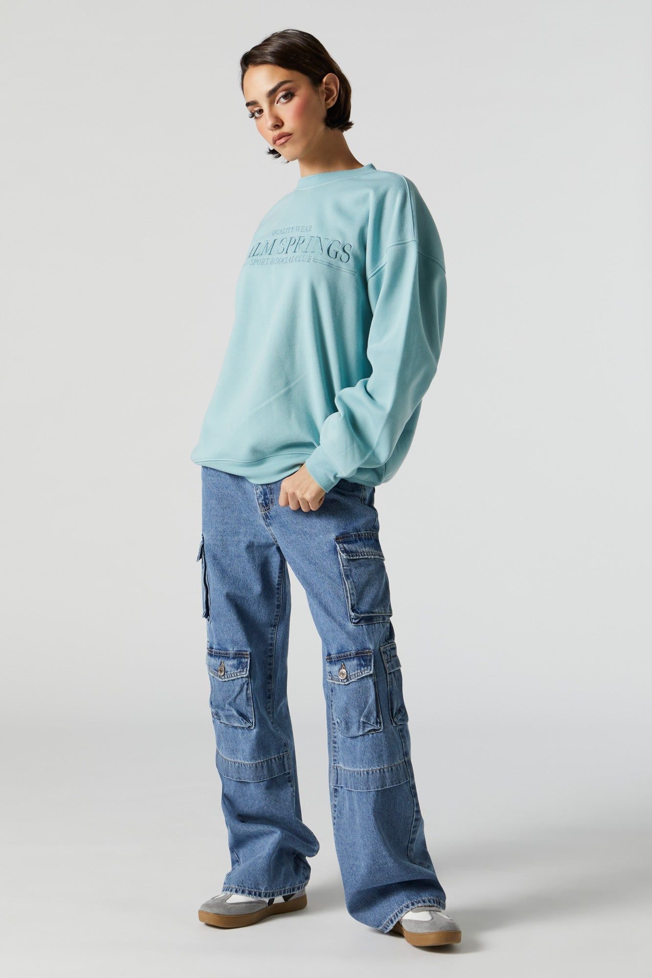 Palm Springs Embroidered Fleece Sweatshirt sold by Charlotte Russe product image thumbnail 3