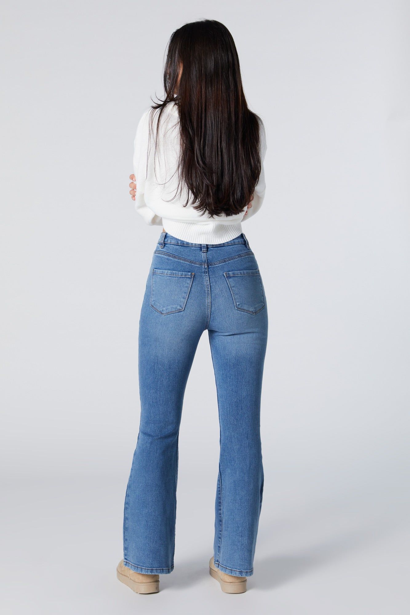 Medium Wash High Rise Flare Jean sold by Charlotte Russe product image thumbnail 4