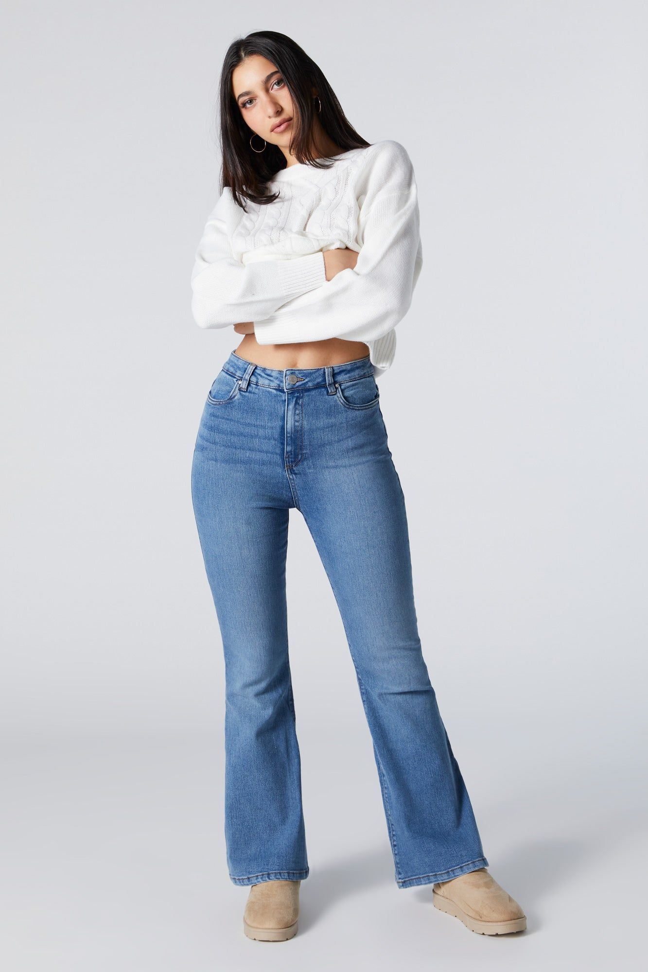 Medium Wash High Rise Flare Jean sold by Charlotte Russe product image thumbnail 3