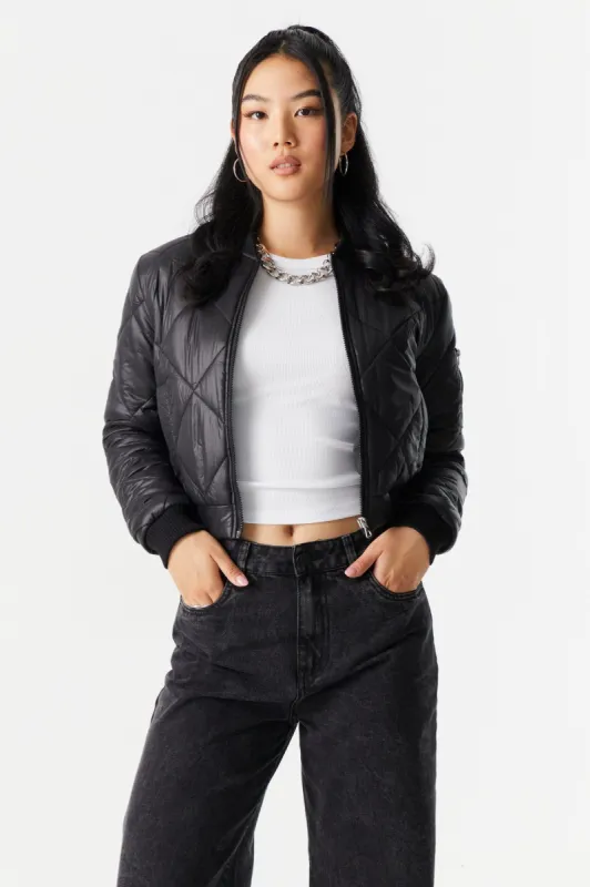 Quilted Puff Bomber Jacket sold by Charlotte Russe