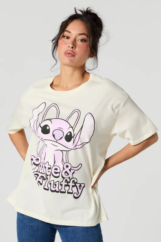 Cute and Fluffy Angel Graphic Boyfriend T-Shirt sold by Charlotte Russe