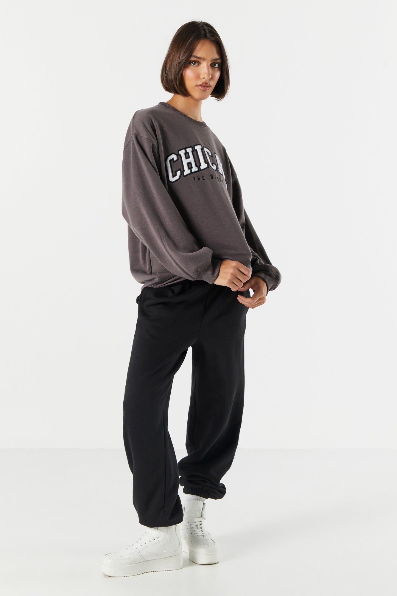 Fleece Chicago Graphic Sweatshirt sold by Charlotte Russe product image thumbnail 3