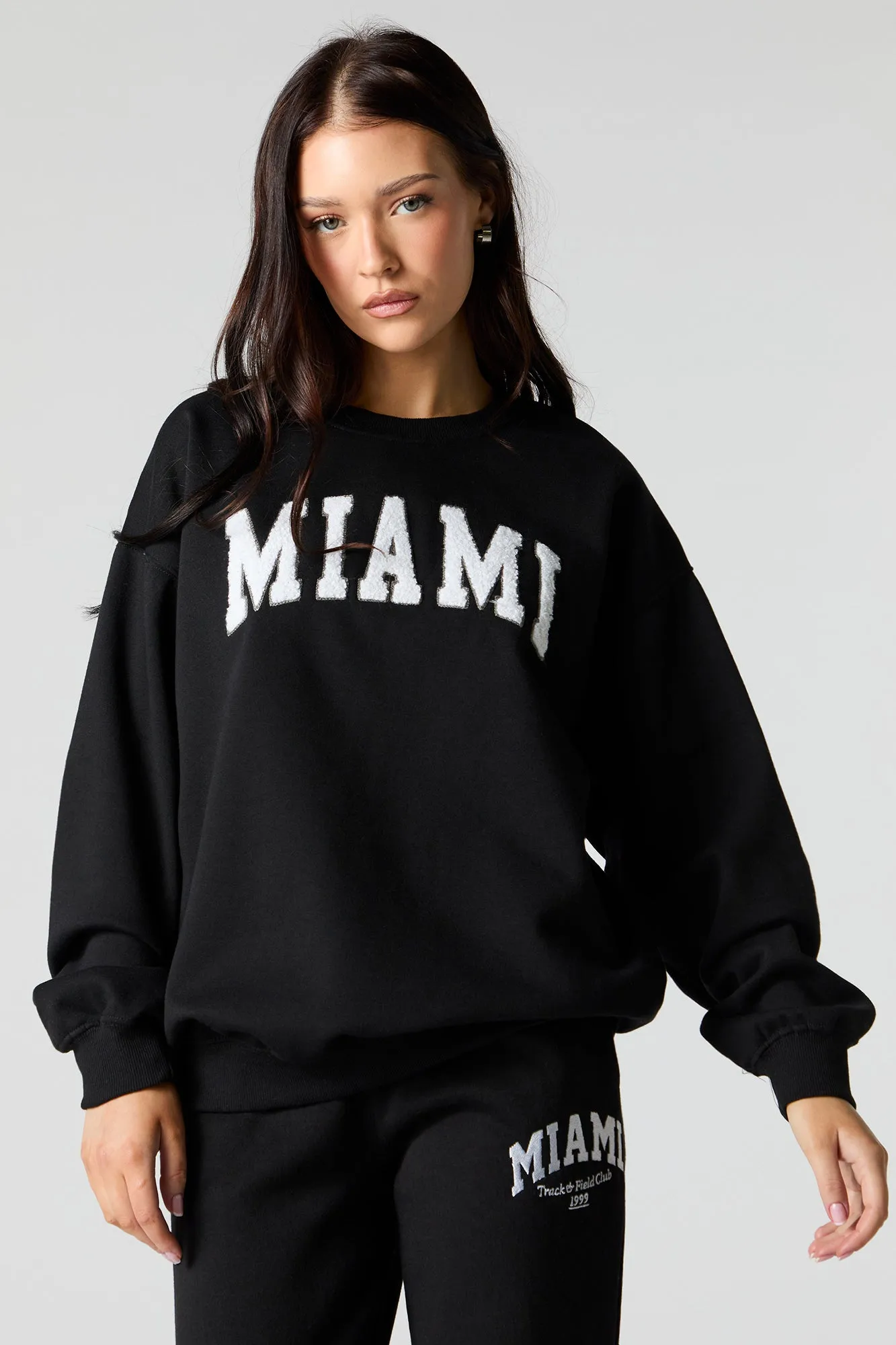 Destination Embroidered Fleece Sweatshirt sold by Charlotte Russe product image thumbnail 4