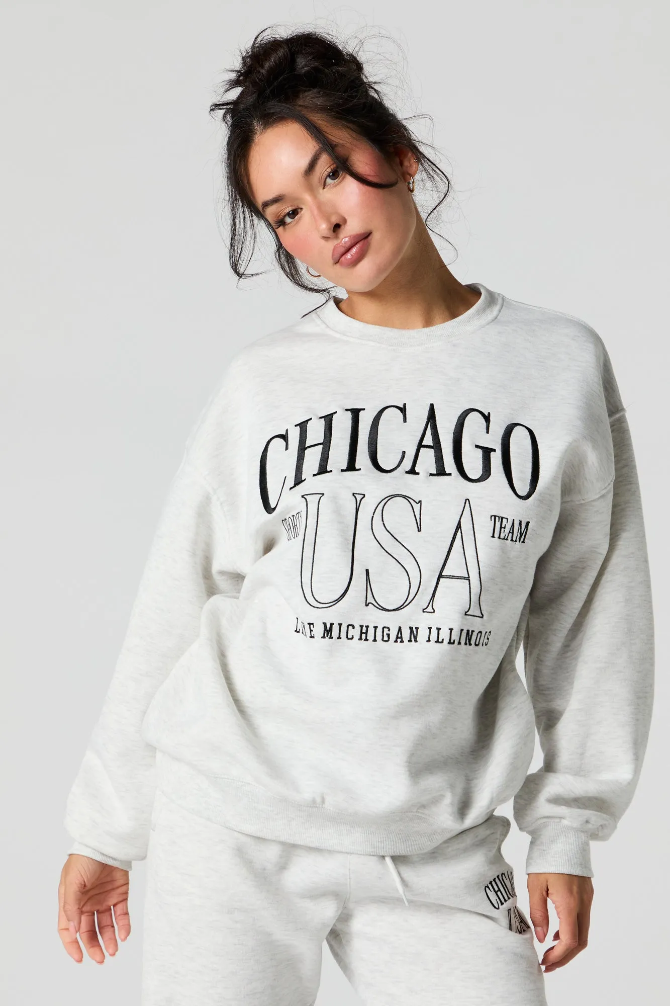 Destination Embroidered Fleece Sweatshirt sold by Charlotte Russe