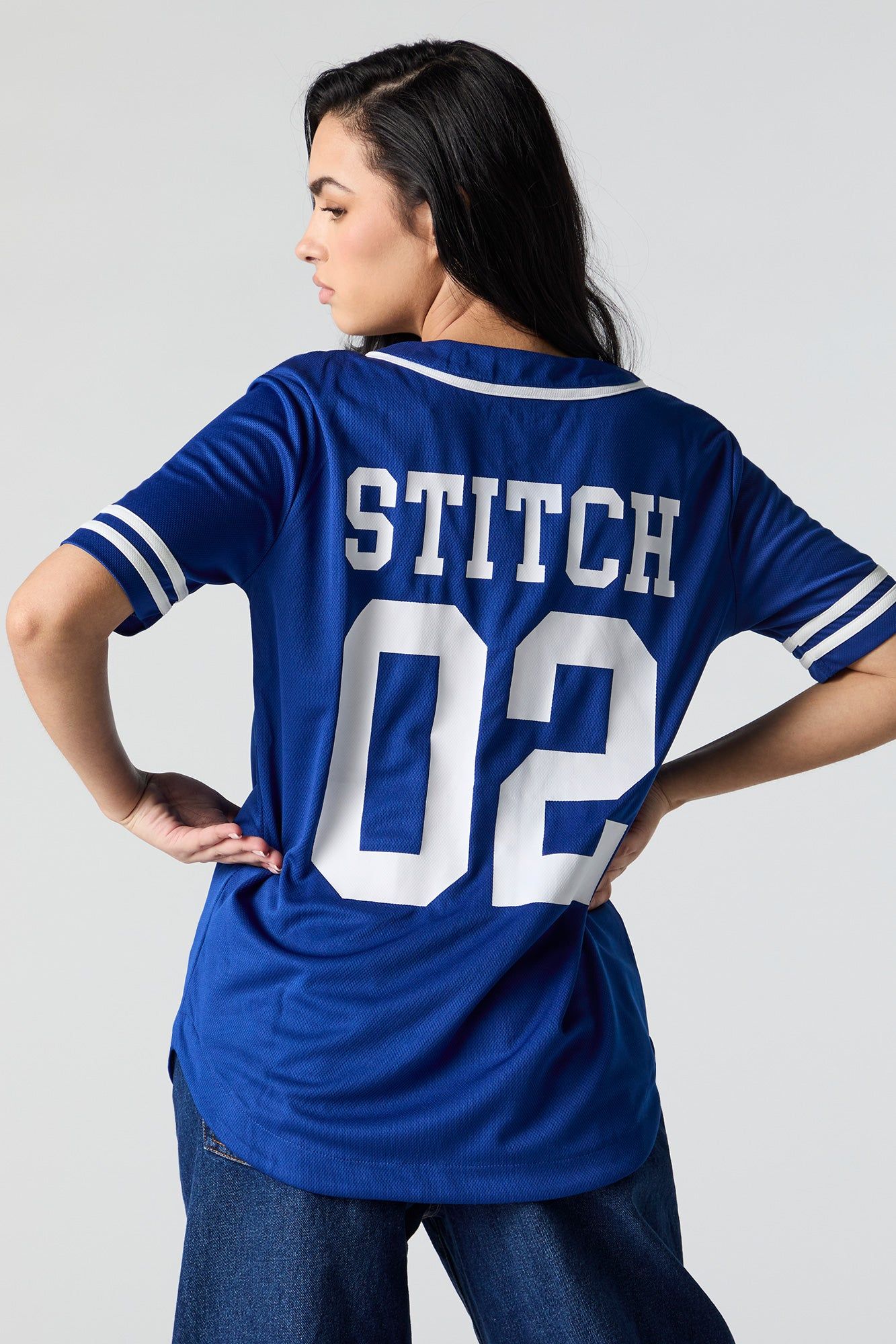 Stitch Graphic Mesh Baseball Jersey sold by Charlotte Russe product image thumbnail 4